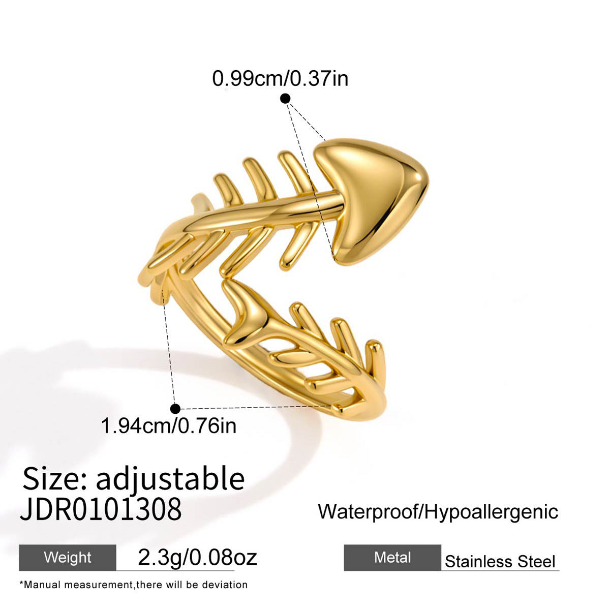 Adjustable stainless steel fish ring measurement image