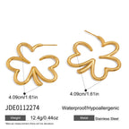 dimensions of the gold plated open clover statement earrings