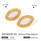 Gold-Tone Colored Cabochon Stainless Steel Statement Stud Earrings variant reference