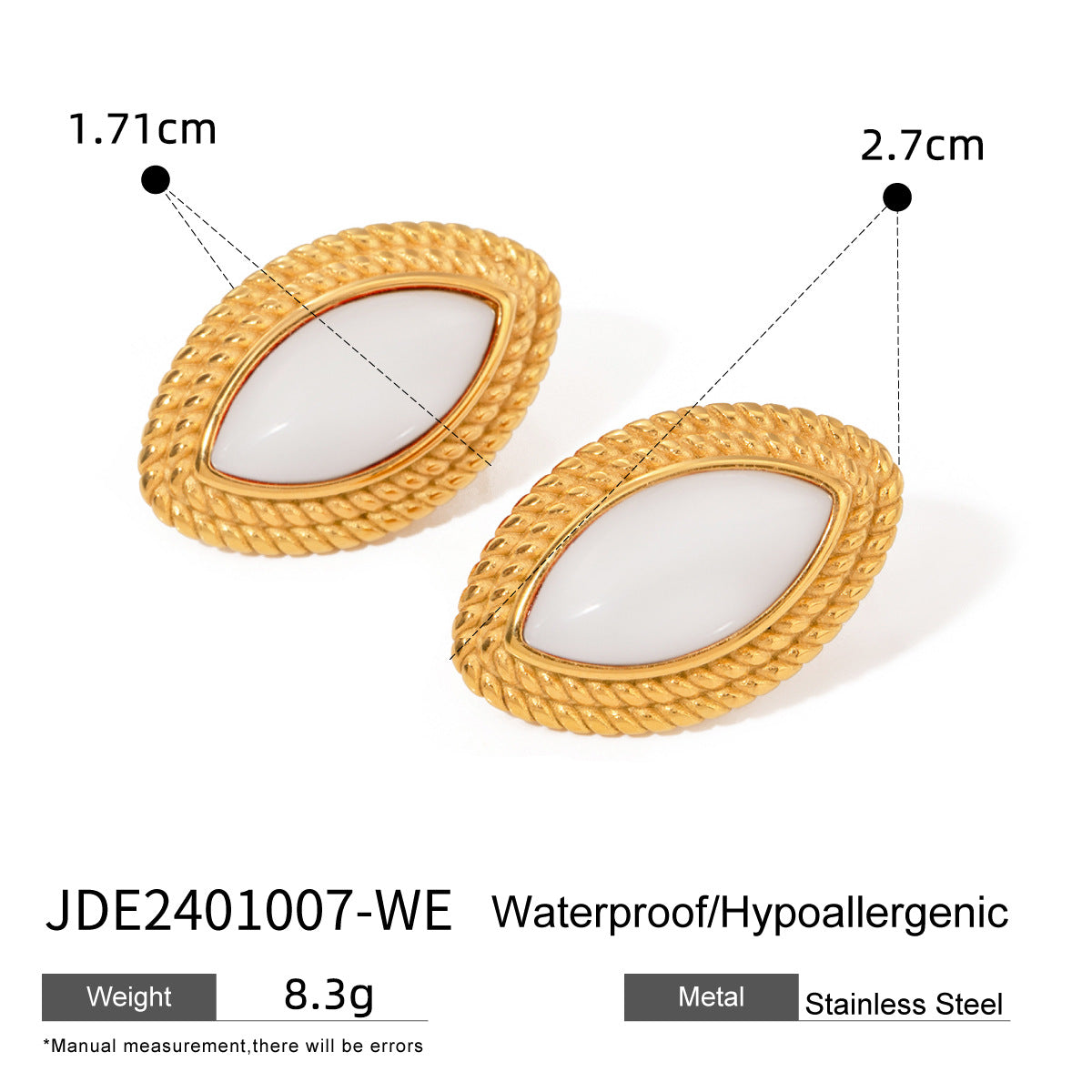Gold-Tone Colored Cabochon Stainless Steel Statement Stud Earrings variant reference