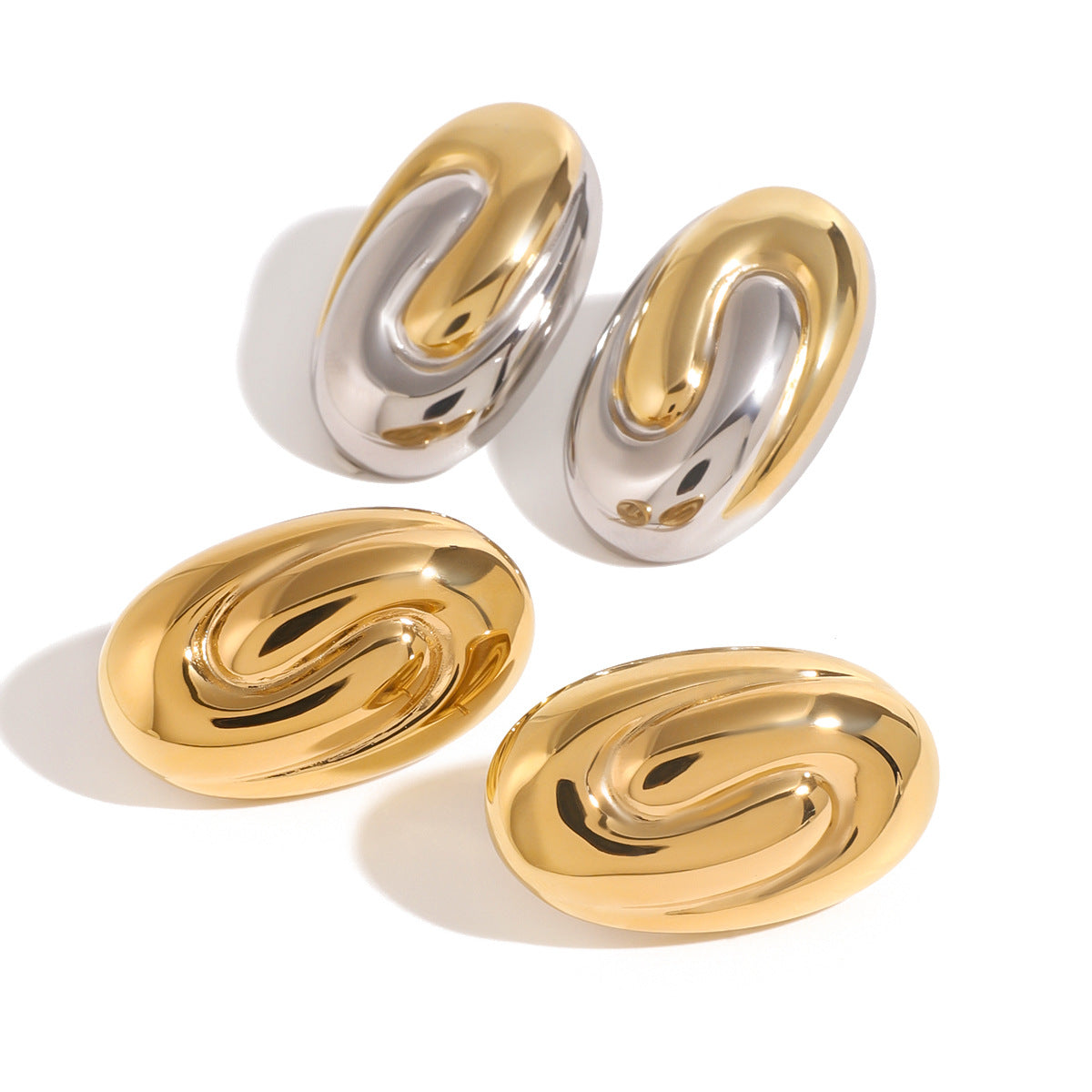 Geometric Stainless Steel Stud Earring Collection finish and shape detail