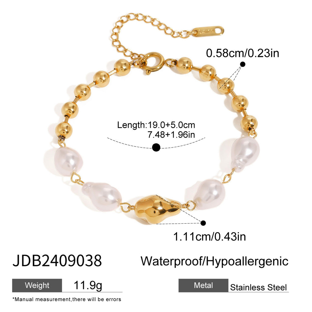 Bead bracelet showing length, extension and bead measurements