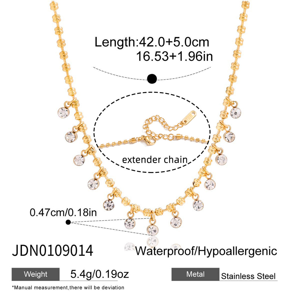 Gold-Tone Clear Accent Stainless Steel Necklace Collection size and proportion reference