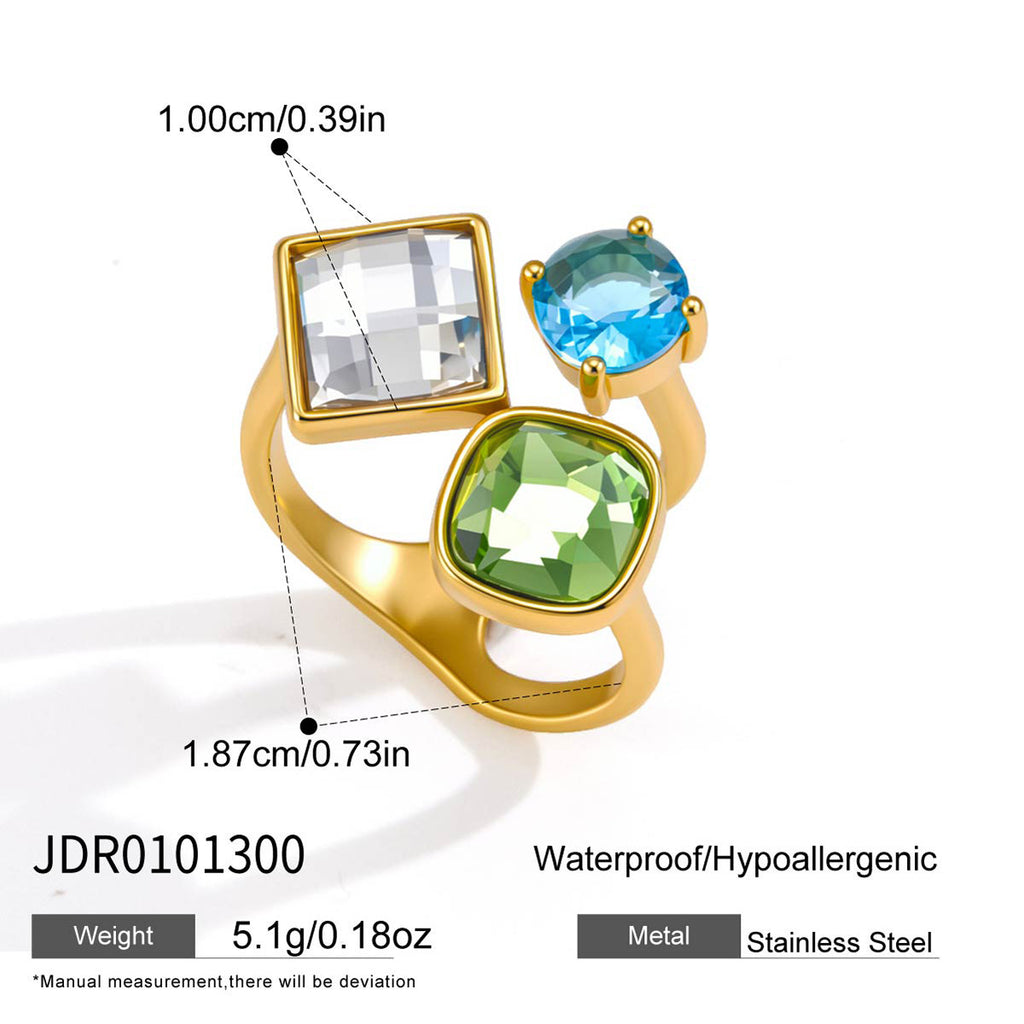 Three-color stainless steel ring with front measurement diagram