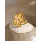 Gold Plated Clear Zirconia Floral Stud Earrings – product view 3