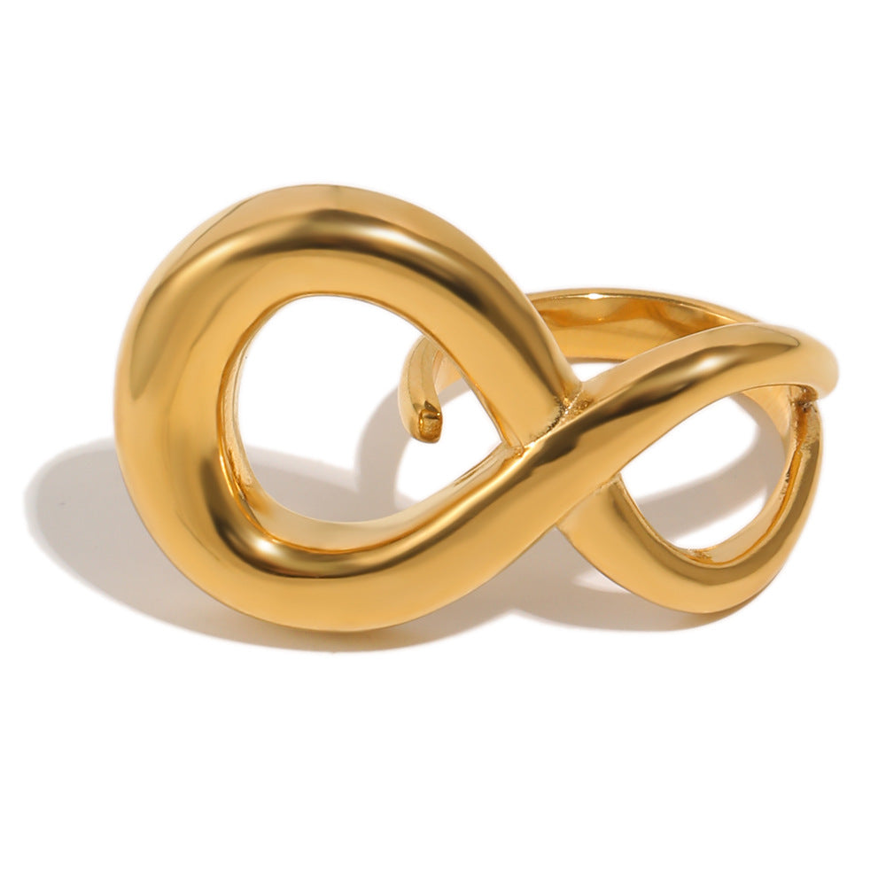 isolated gold plated stainless steel infinity open ring