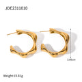 Gold Plated Sculptural Petal Stainless Steel Hoop Earrings – product view 5