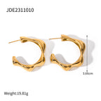 Gold Plated Sculptural Petal Stainless Steel Hoop Earrings – product view 5