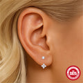 single 925 silver moissanite flower ear jacket worn on the lobe