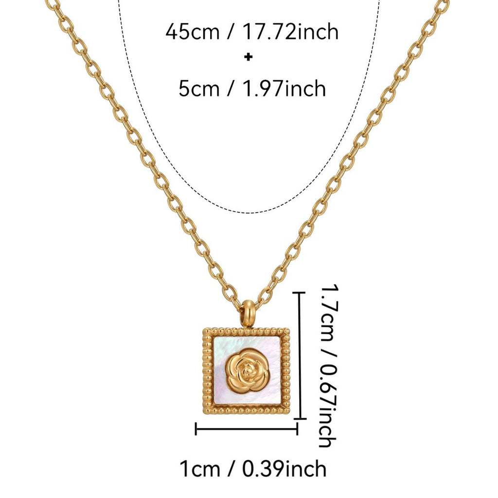 square rose pendant dimensions with 45 plus 5 cm chain