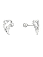isolated silver-finish 925 silver angel wing ball-back studs