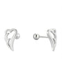 isolated silver-finish 925 silver angel wing ball-back studs