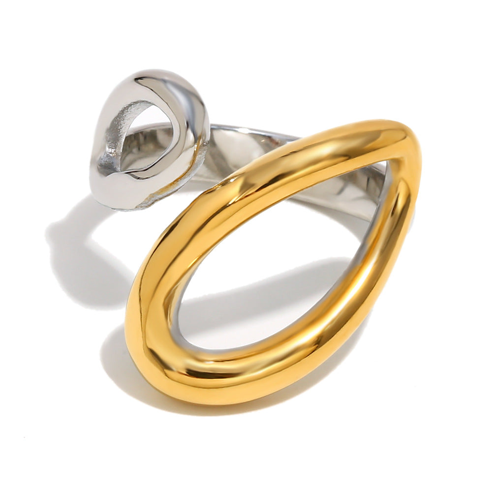 isolated gold plated and silver-finish hollow teardrop ring