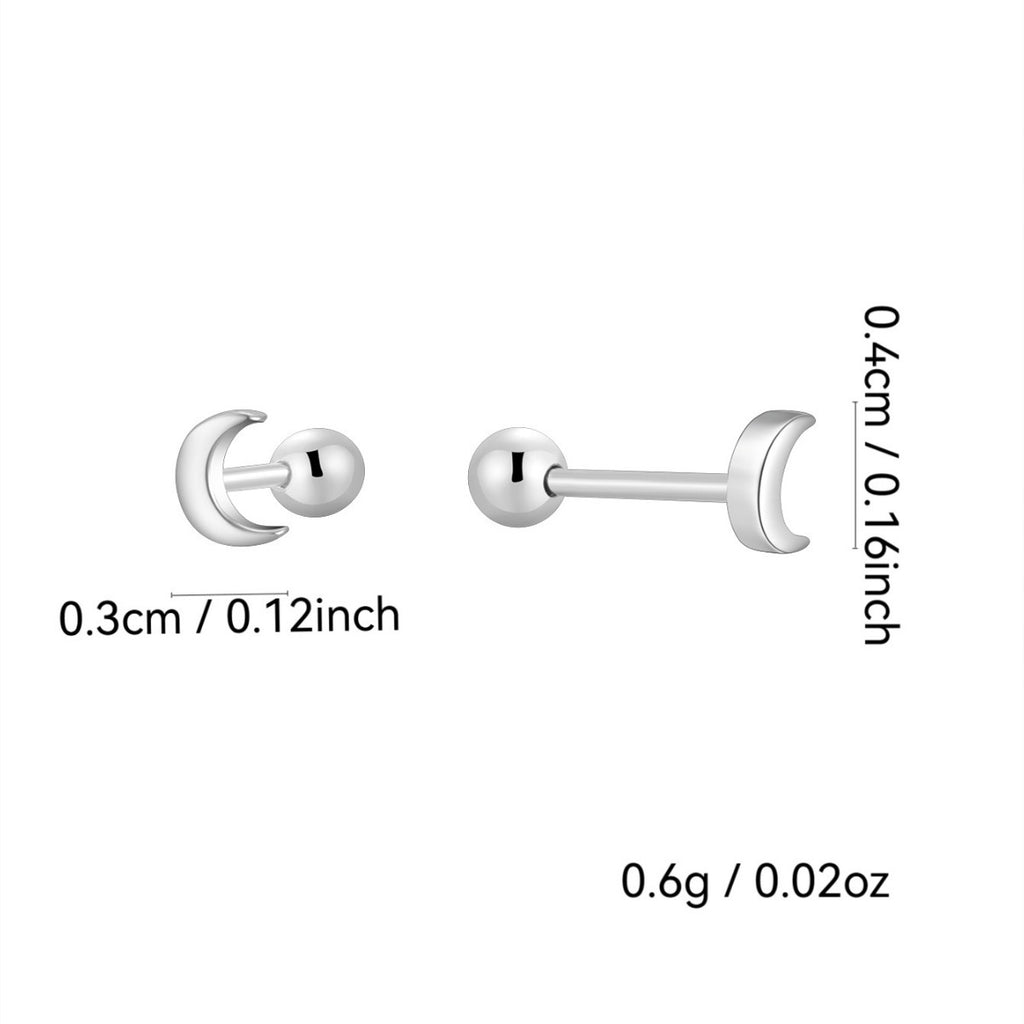 4 by 3 mm crescent moon stud dimensions and stated weight
