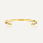 gold plated brass open bangle with clear zirconia-set ends