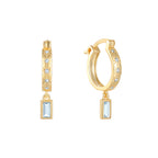 gold plated 925 sterling silver baguette zirconia drop hoop earrings — product image 8 of 11