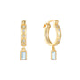 gold plated 925 sterling silver baguette zirconia drop hoop earrings — product image 8 of 11