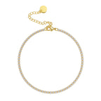front product view of clear stone tennis anklet with extender