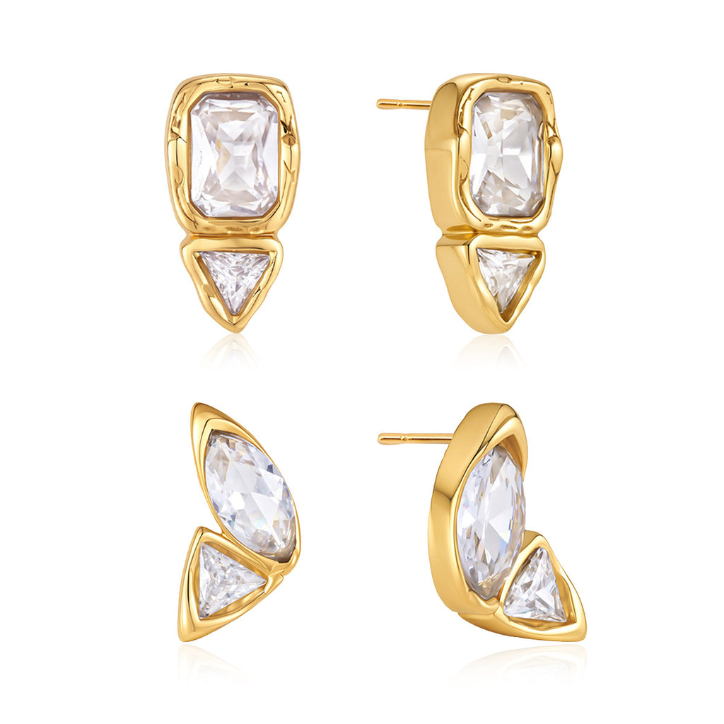 Both geometric stud designs against white