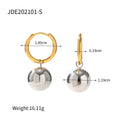 Mixed-Finish Stainless Steel Sphere Drop Hoop Earrings size and proportion reference