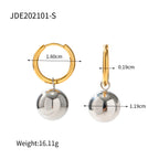 Mixed-Finish Stainless Steel Sphere Drop Hoop Earrings size and proportion reference