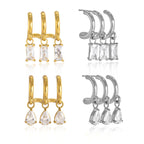 Rectangular and pear-shaped zirconia earring comparison