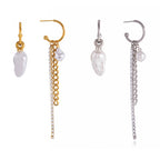 gold plated and silver-finish asymmetric pearl tassel options