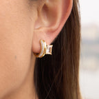 Gold-Tone Stainless Steel Hoop, Stud and Ear Cuff Collection close-up view