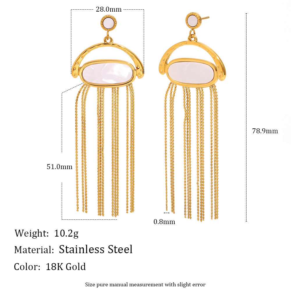 78.9 mm shell tassel earring dimensions and weight details
