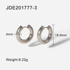 Silver-tone rounded hinged hoops with size labels