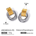 Gold Plated and Silver-Finish Stainless Steel Layered Loop Stud Earrings — additional style