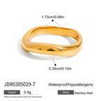 Smooth rounded gold tone band measurement reference