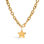 Gold-tone oval-link chain with a single star pendant