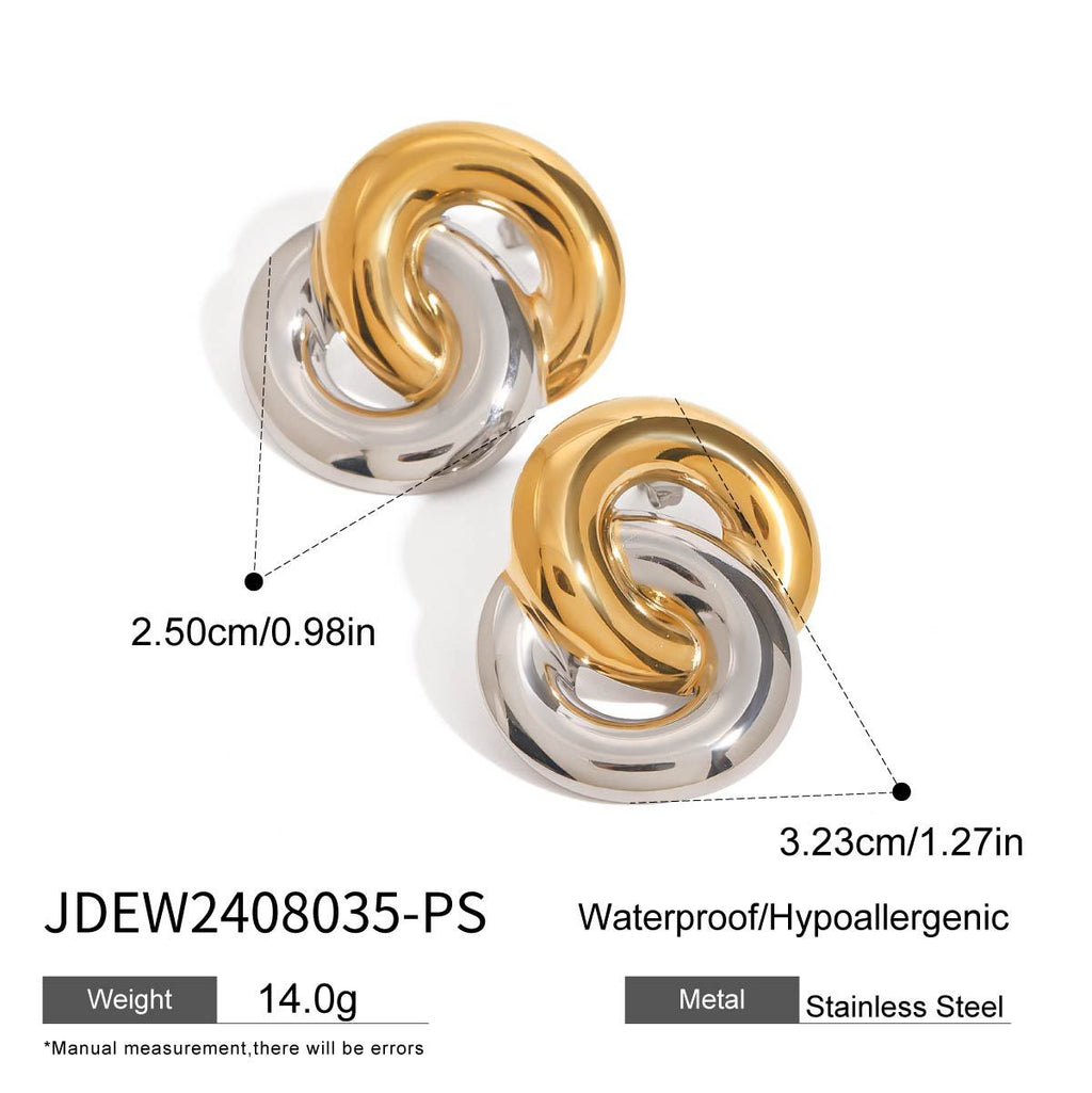 Two-Tone Stainless Steel Earrings and Lariat Necklace Collection — product reference