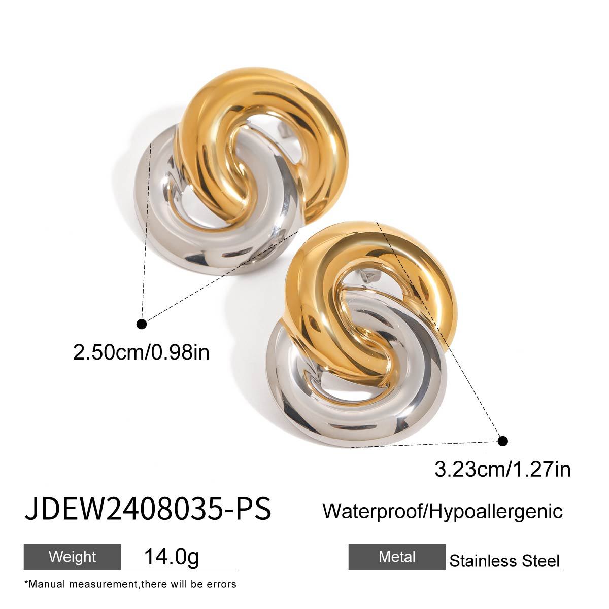 Two-Tone Stainless Steel Earrings and Lariat Necklace Collection — product reference