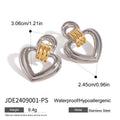 Mixed-Finish Open Heart Stainless Steel Drop Earrings — wholesale view 5