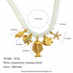 Fishbone and starfish necklace dimensions and stainless steel metal components