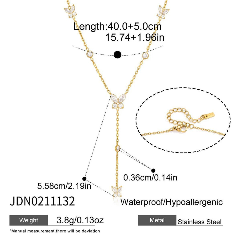 Gold-Tone Clear Accent Stainless Steel Necklace Collection construction detail