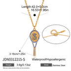 Blue-accent S tennis racket pendant