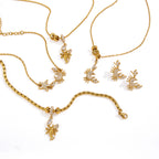 Crab and lobster jewelry selection on white