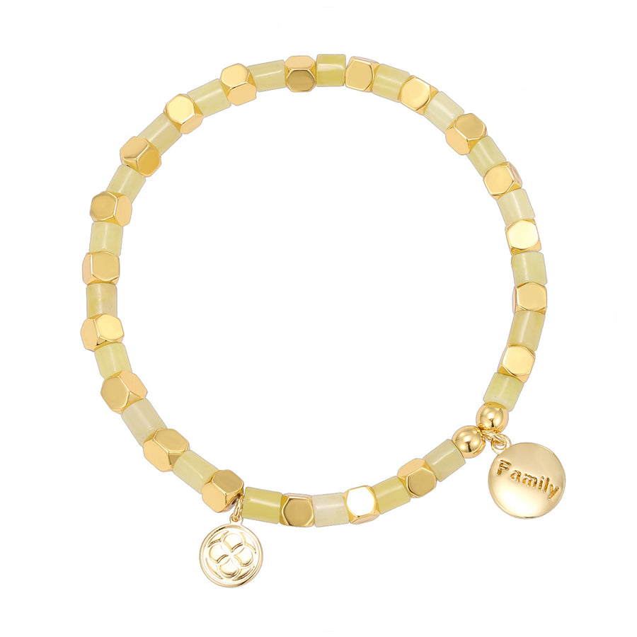 alternate isolated view of square bead bracelet with Family charm