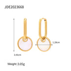 White disc drop hoop earrings dimensions