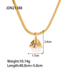 Capped bead pendant necklace with size, chain length and weight labels