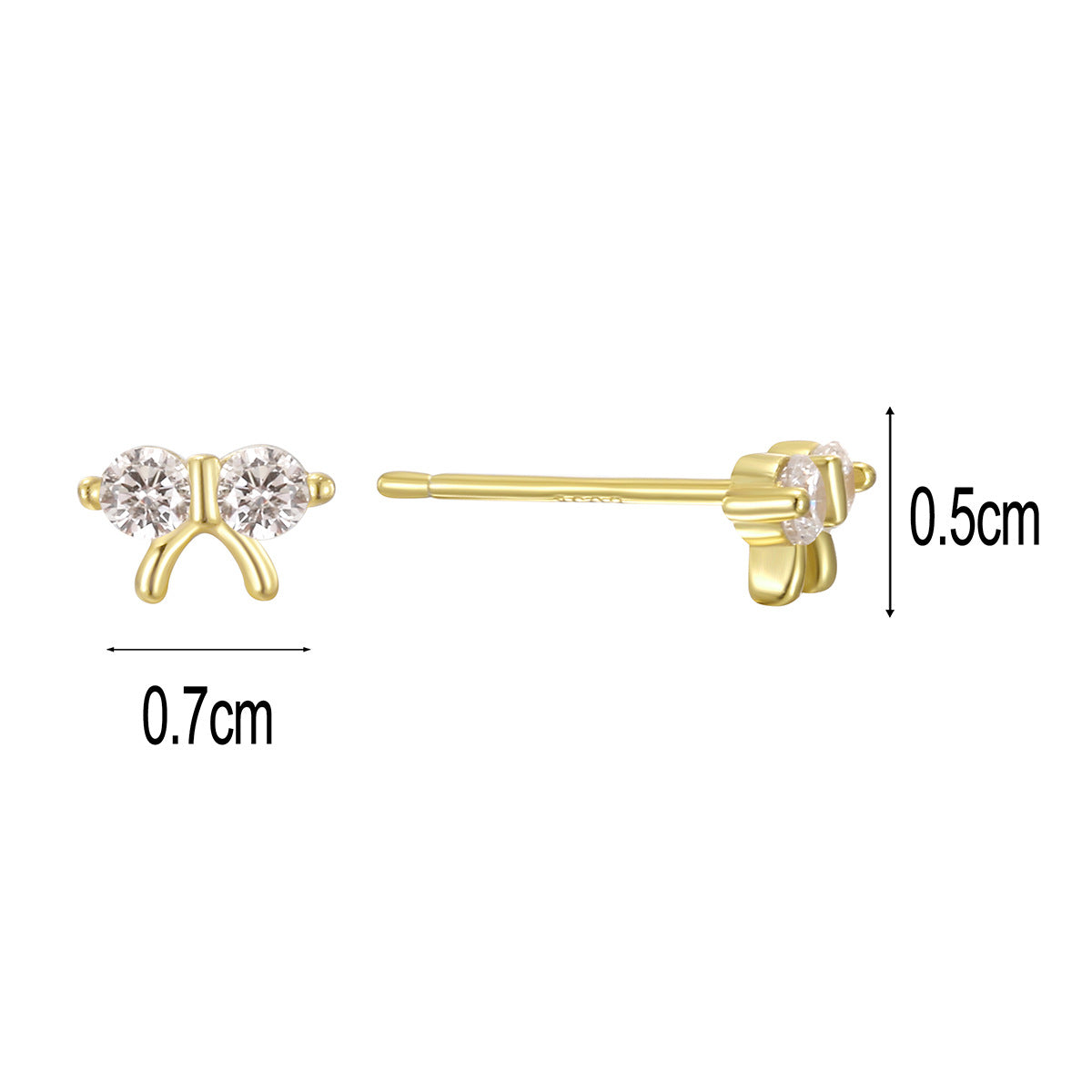 bow studs with 7 by 5 mm measurements and post backs