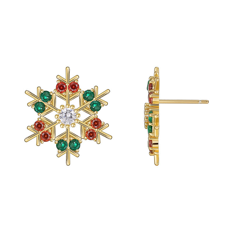 Front and side view of the open gold plated snowflake stud