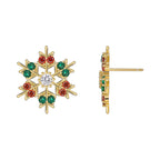 Front and side view of the open gold plated snowflake stud