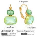 Green and light green cushion stone earring measurements
