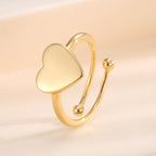 upright view of the smooth heart face on an open ring