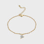 gold plated brass chain bracelet with clear heart-shaped pendant