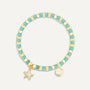 aqua and gold-color beaded bracelet with starfish charm